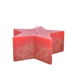 Bougie étoile cire paillettes ø12x5 rouge - DECORIS