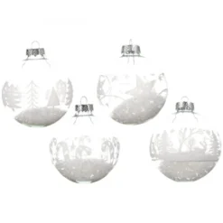 Boule en verre déco neige ø8 argent - DECORIS