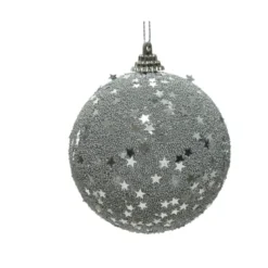 Boule mousse paillettes étoiles ø8 argent - DECORIS