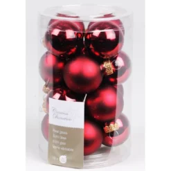 Boules en verre x16 mat brillant ø3.5 bordeaux - DECORIS