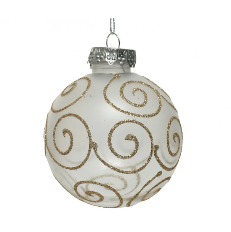 Boule spirale paillettes ø8 transparent/or - DECORIS