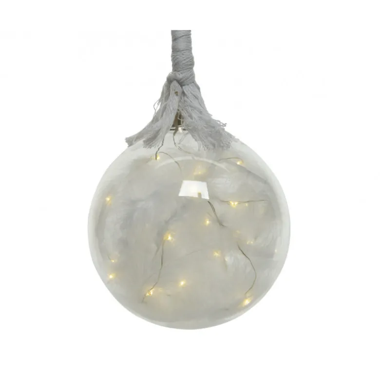 Boule verre plume/microLED ø14-30l blanc chaud - LUMINEO