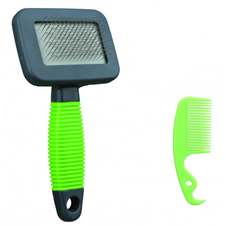 Brosse souple pour petits animaux 7x13cm vert - TRIXIE