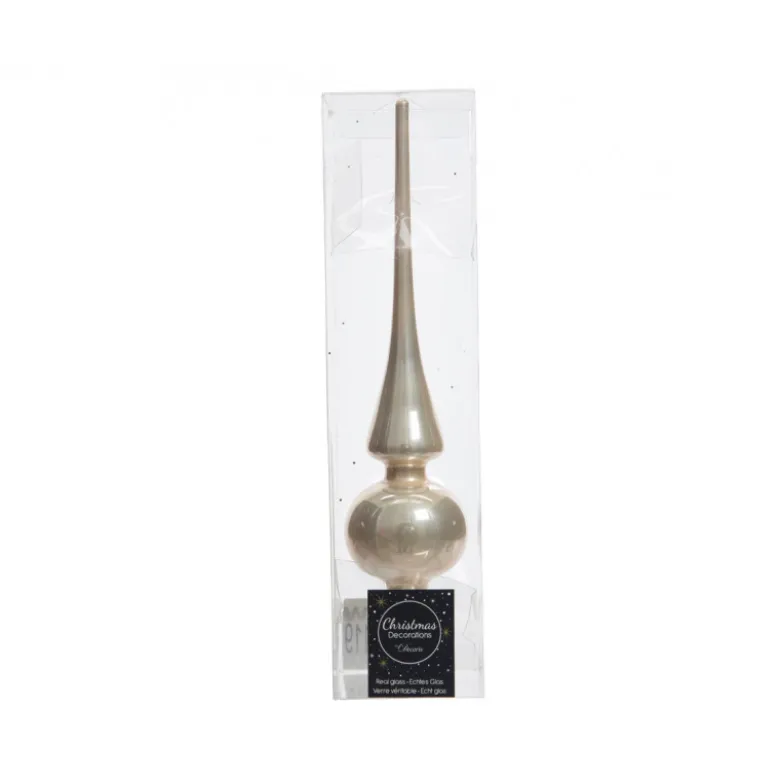 Cimier flèche en verre uni brillant ø6x26 perle - DECORIS