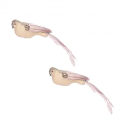 Clip oiseau 2 pièces 6.5x37-H6.5 rose clair - EDELMAN