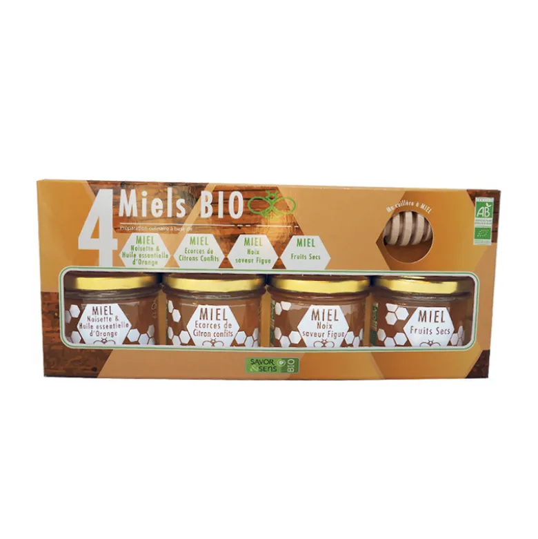 Coffret 4 Miels BIO 120g - SAVOR ET SENS