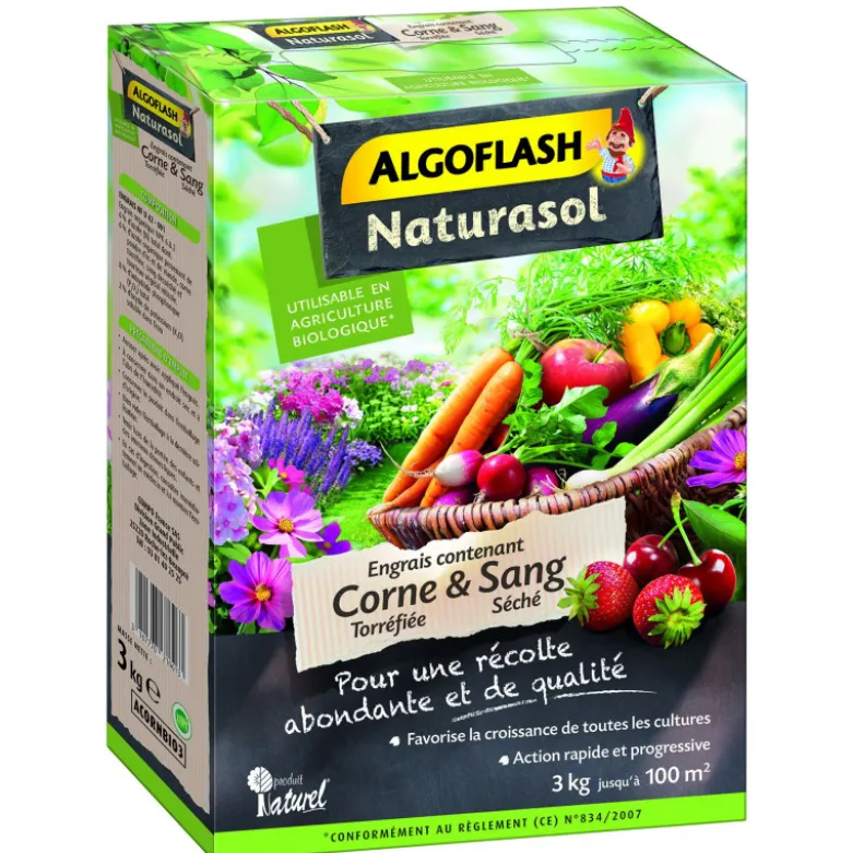 Engrais corne torréfiée&sang séché 3kg - ALGOFLASH
