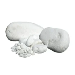 Galets marbre blanc calibre 40/100 - filet de 20 kg - AQUITER