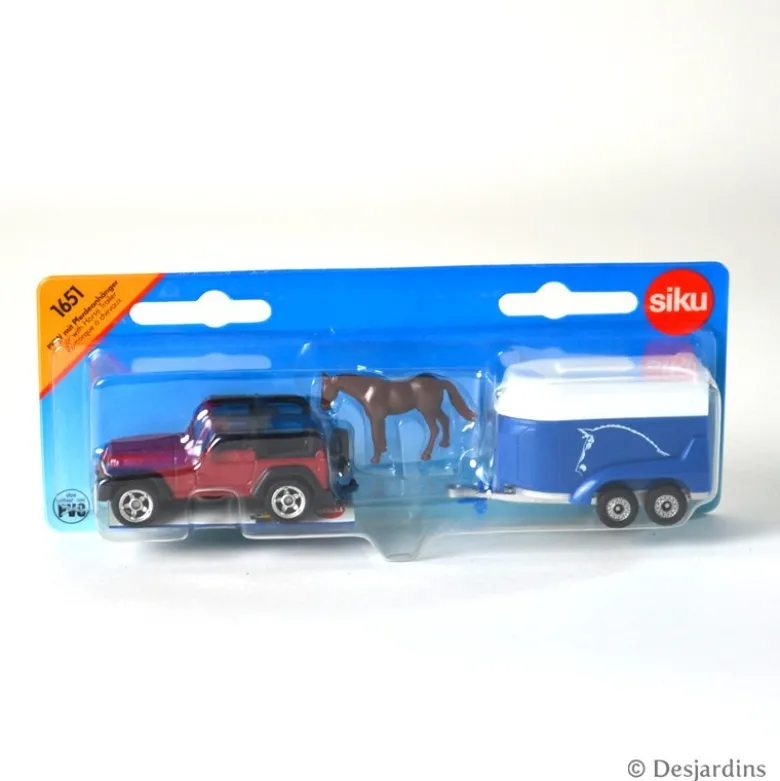 Jeep avec remorque à chevaux - 1:87