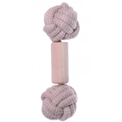 Jouet corde et bois pour chien forme os 2 balles - BUBIMEX