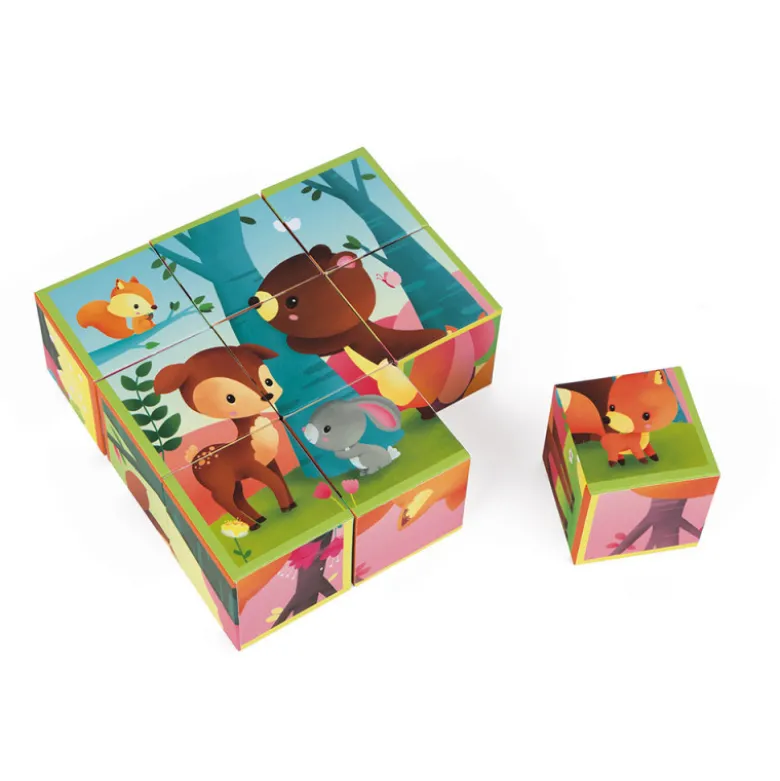 Kubkid - 9 Cubes animaux de la foret - JANOD