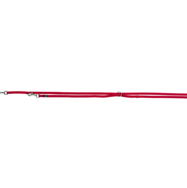 Laisse Premium réglable double XS–S: 2m/15mm rou - TRIXIE