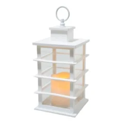 Lanterne flamme - 35 cm - blanche - LUMINEO
