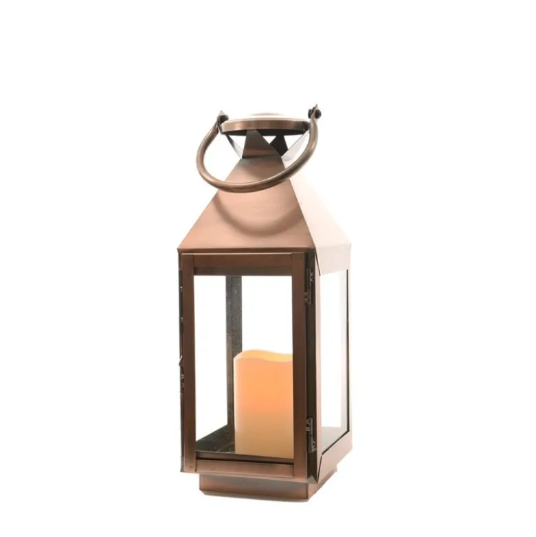 Lanterne flamme "cuivre" - 26 cm - LUMINEO