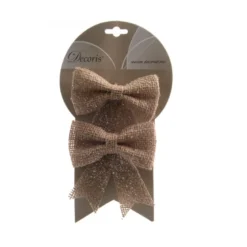 Noeud jute sur fil x2 2x12x13cm naturel - DECORIS