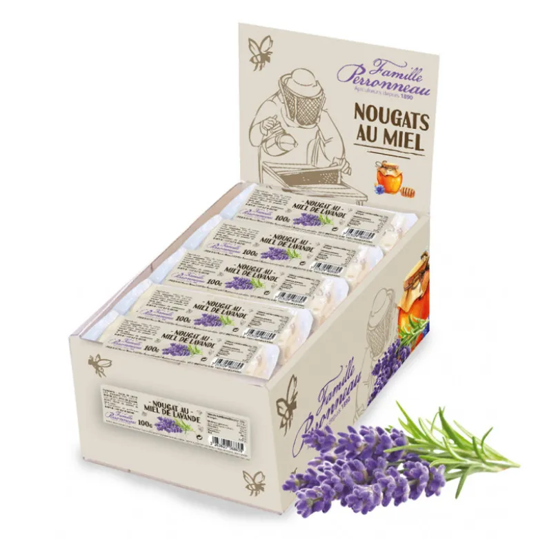 Nougat blanc au miel de lavande présentoir 100g - FINABEIL