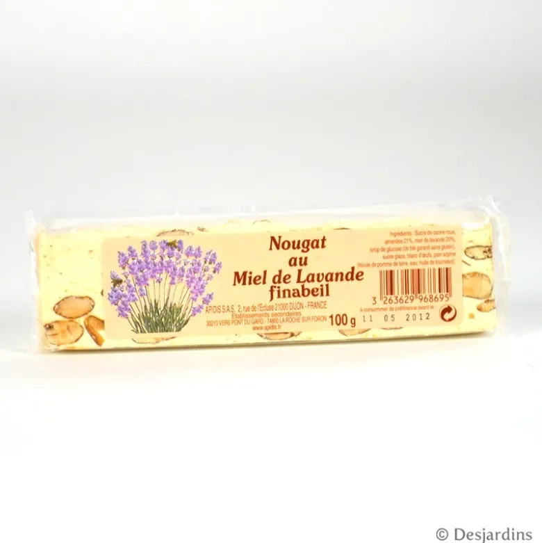 Nougat blanc au miel de lavande présentoir 100g - FINABEIL