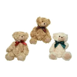 Ours avec nœud 18cm blanc, beige ou brun - DECORIS