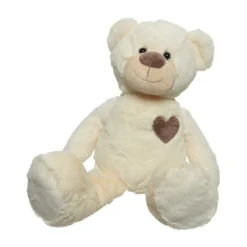 Ours blanc 20cm avec broderie cœur - DECORIS