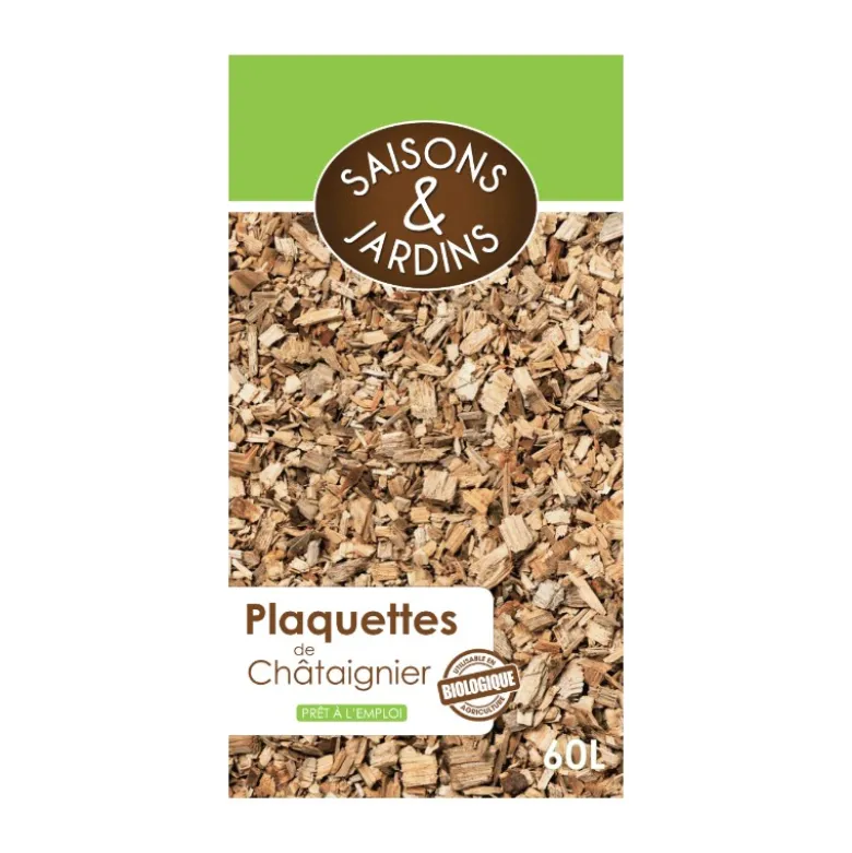 Plaquettes de châtaignier 10/40 mm 60 L - SAISONS ET JARDINS