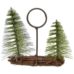 Porte nom sapin s/fagot saule 11x11cm vert/blanc - EVERLANDS
