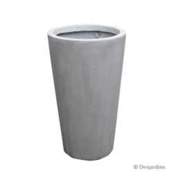 Pot conique en fibre gris clair - 61 cm - DESJARDINS