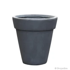 Pot rond en fibre gris anthracite - 31 cm - DESJARDINS