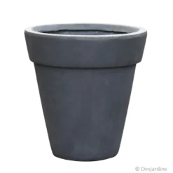 Pot rond en fibre gris anthracite - 40 cm - DESJARDINS