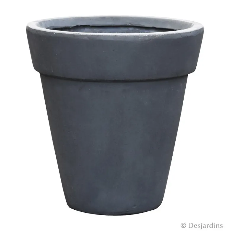 Pot rond en fibre gris anthracite - 49 cm - DESJARDINS