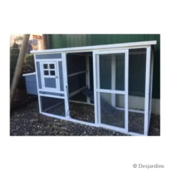 Poulailler en bois 195 x 67 x 103 cm gris/blanc - DESJARDINS