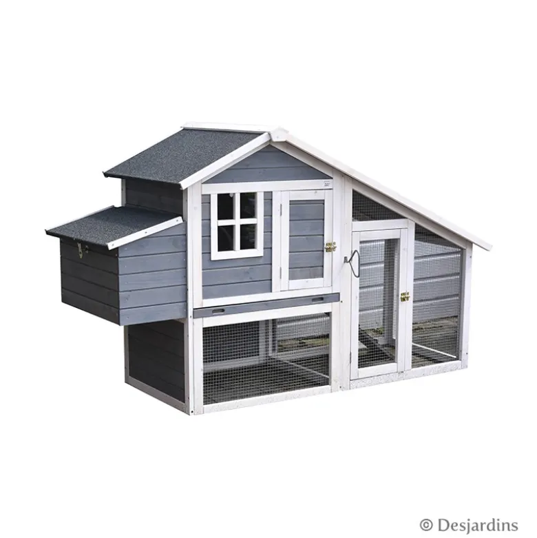 Poulailler en bois - 190 x 71 x 113 cm - gris/blanc - DESJARDINS