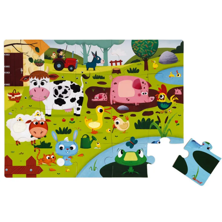 Puzzle tactile - les animaux de la ferme - 20 Pc - JANOD