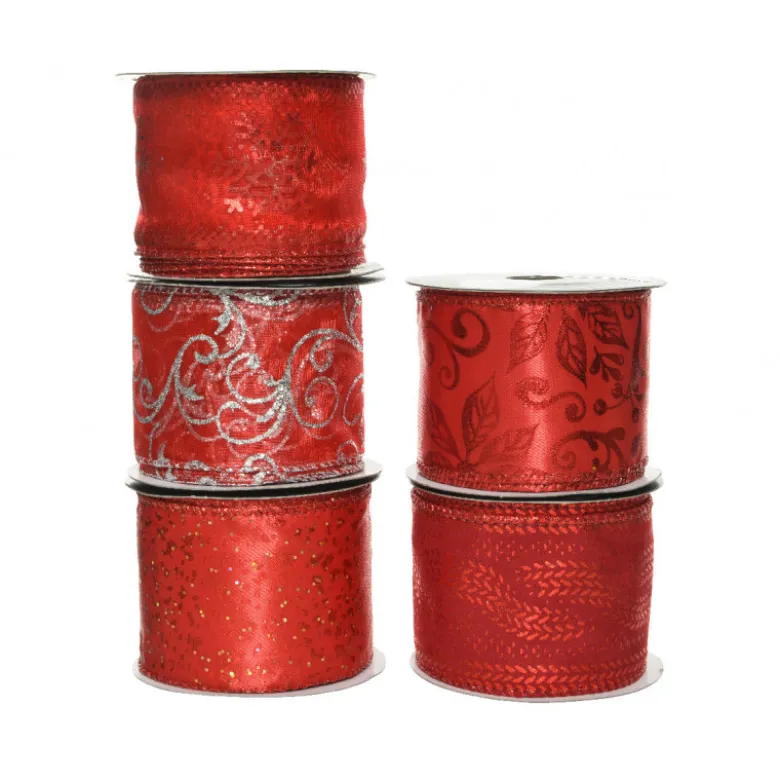Ruban laitonné 6.3x270cm rouge - DECORIS