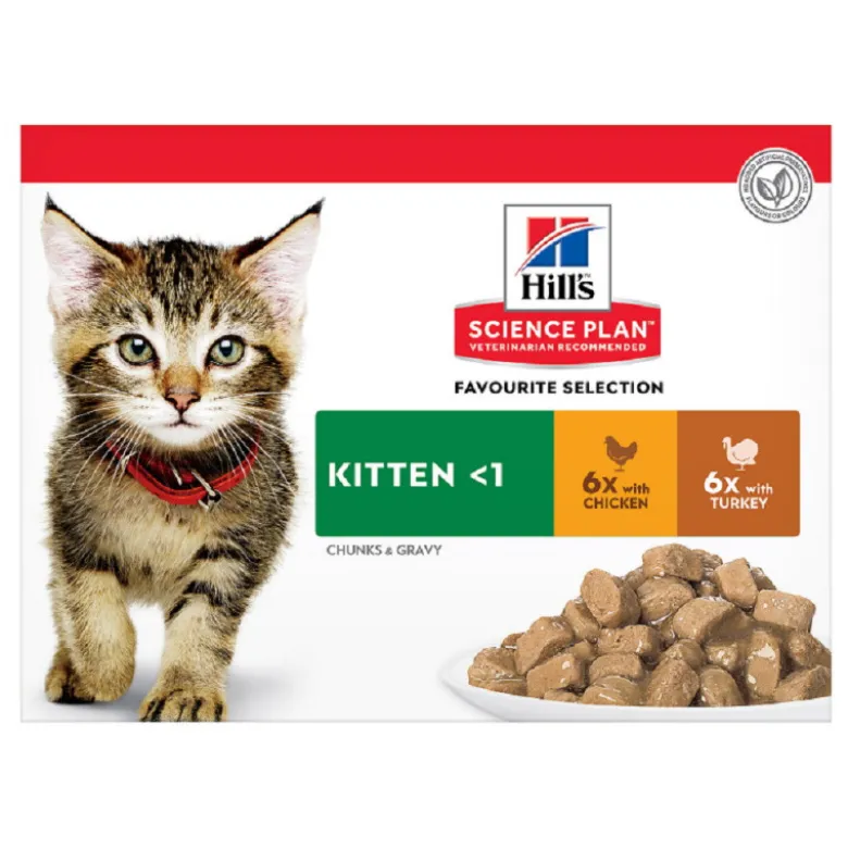 12 sachets repas pour chaton poulet et dinde 48X - HILL'S