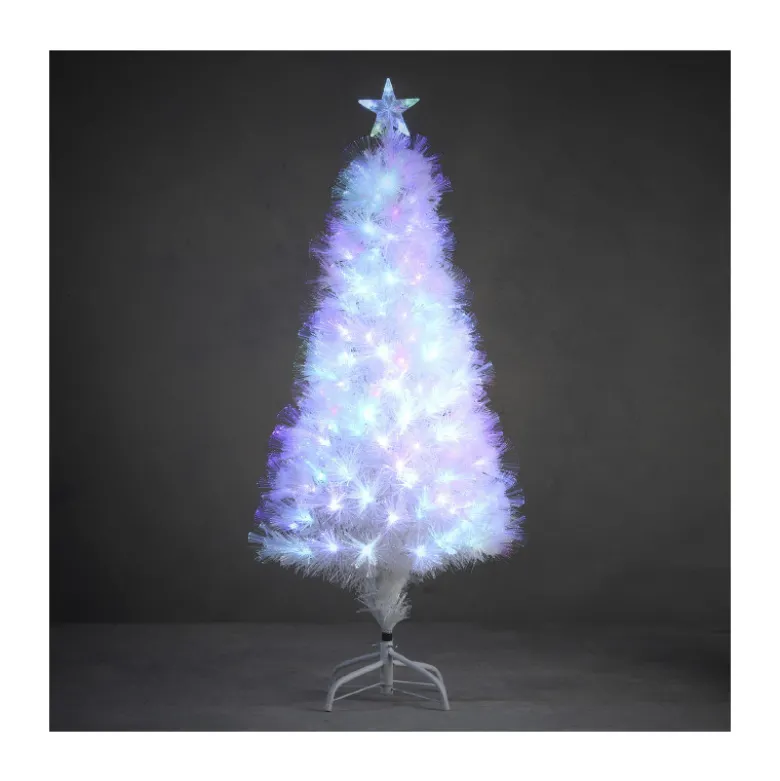 Sapin fibre optique blanc Dinard multicol. 150cm - LUCA LIGHTING