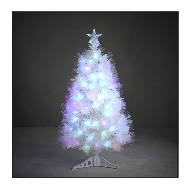 Sapin fibre optique blc Greenville multicol.90cm - LUCA LIGHTING