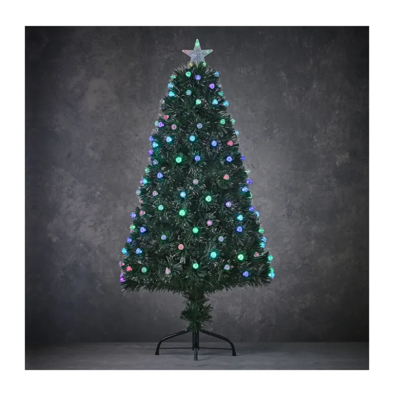 Sapin fibre optique vert Genova multicol. 150cm - LUCA LIGHTING