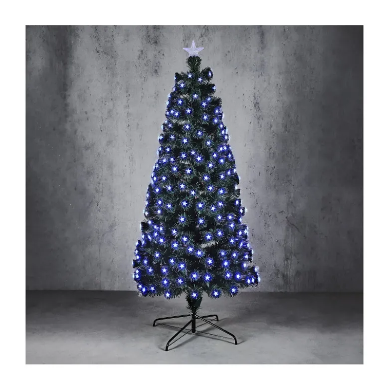 Sapin fibre optique vert Greenville bleu 150cm - LUCA LIGHTING