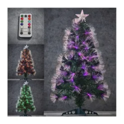 Sapin fibre optique vert Greenville multico.90cm - LUCA LIGHTING