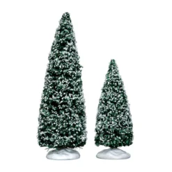SNOWY JUNIPER TREE MEDIUM SMALL SET OF 2 - LEMAX