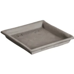 Soucoupe carrée Goicoechea terre cuite teintée gris étanche - 20x20cm