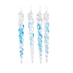 Stalactite paillettes 1.8x1.8x15cm bleu glace - DECORIS