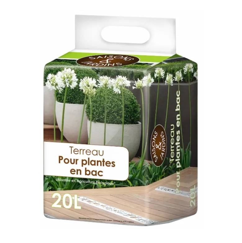 Terreau pour plantes en bac 20l - SAISONS ET JARDINS
